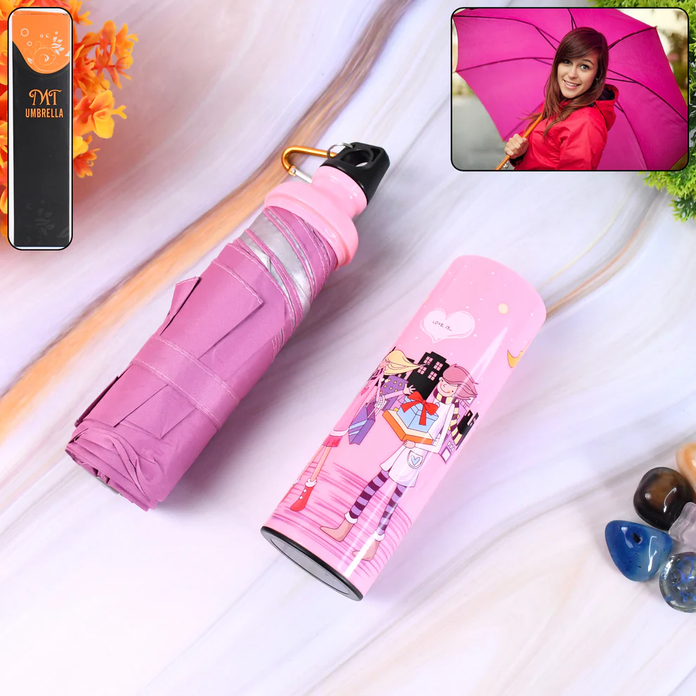 4 Fold Foldable Bottle Summer Umbrella for On-the-Go