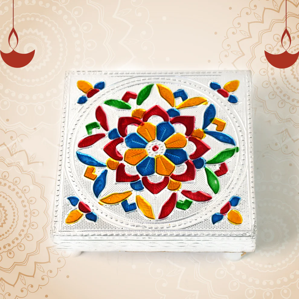 Meenakari Wooden Chowki & Bajot Set