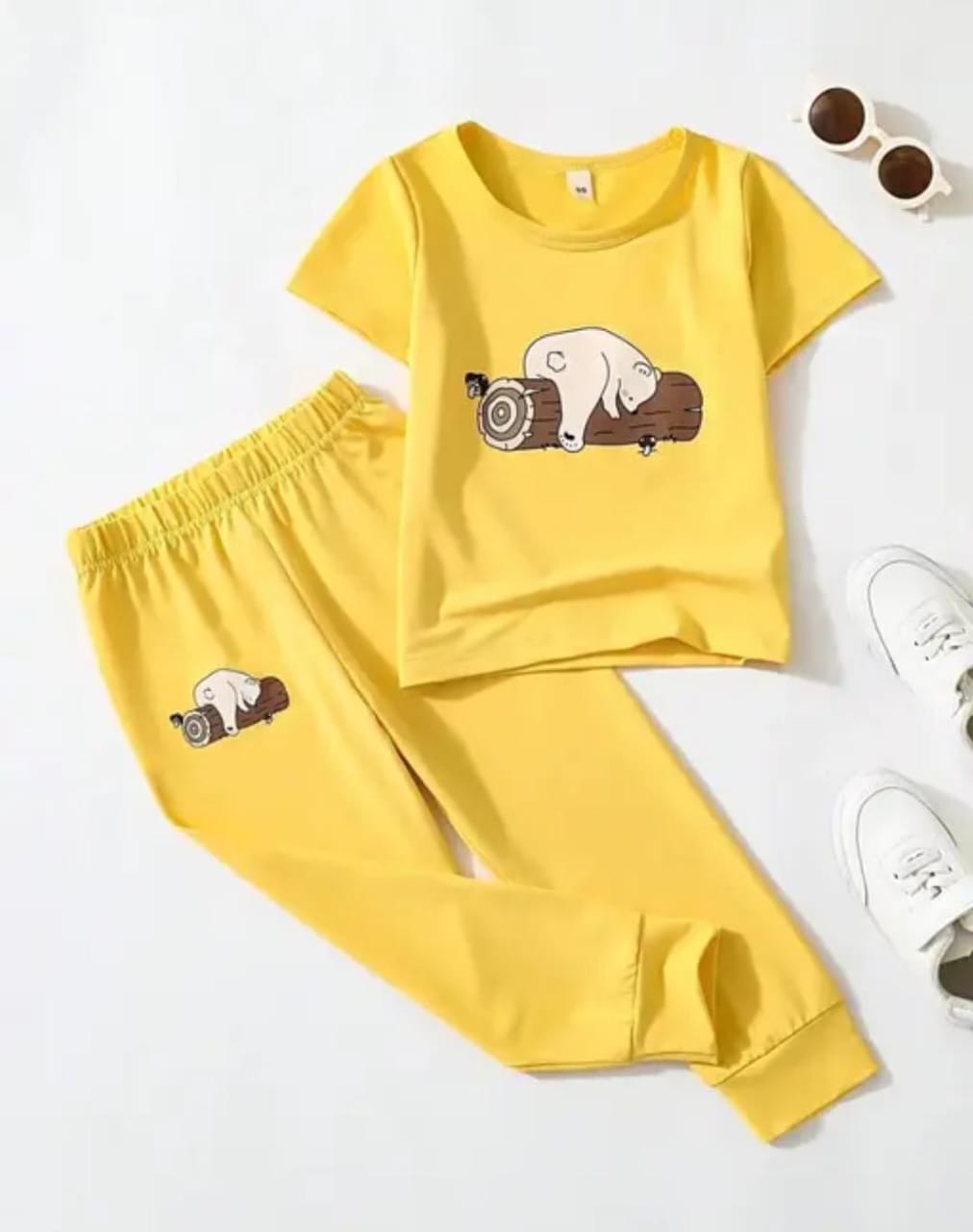 Sleeping Panda Half sleeve Yellow Color set for Boys and Girls
