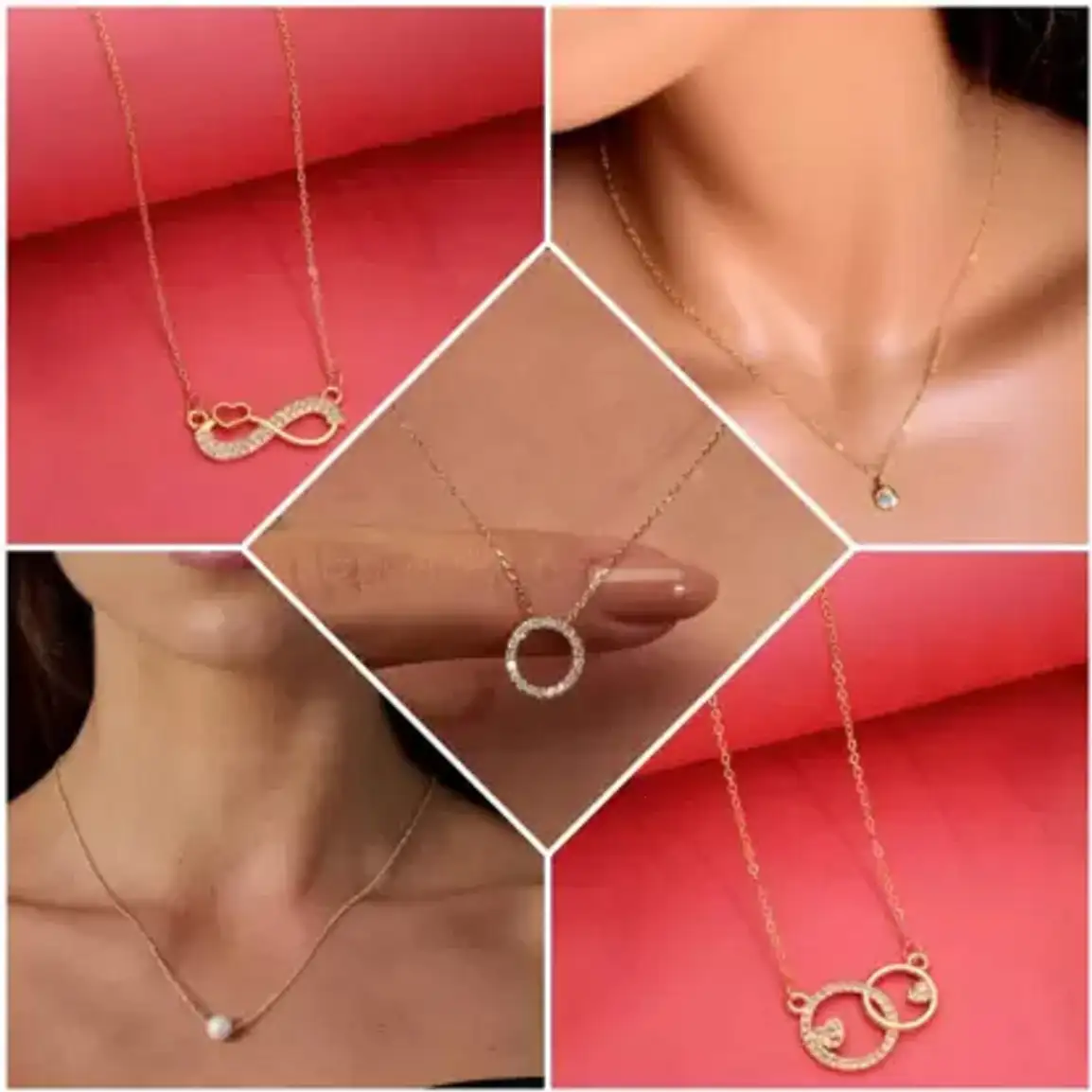 Combo of 5 Traditional 18 inch Daily Wear Necklace Set for Women 