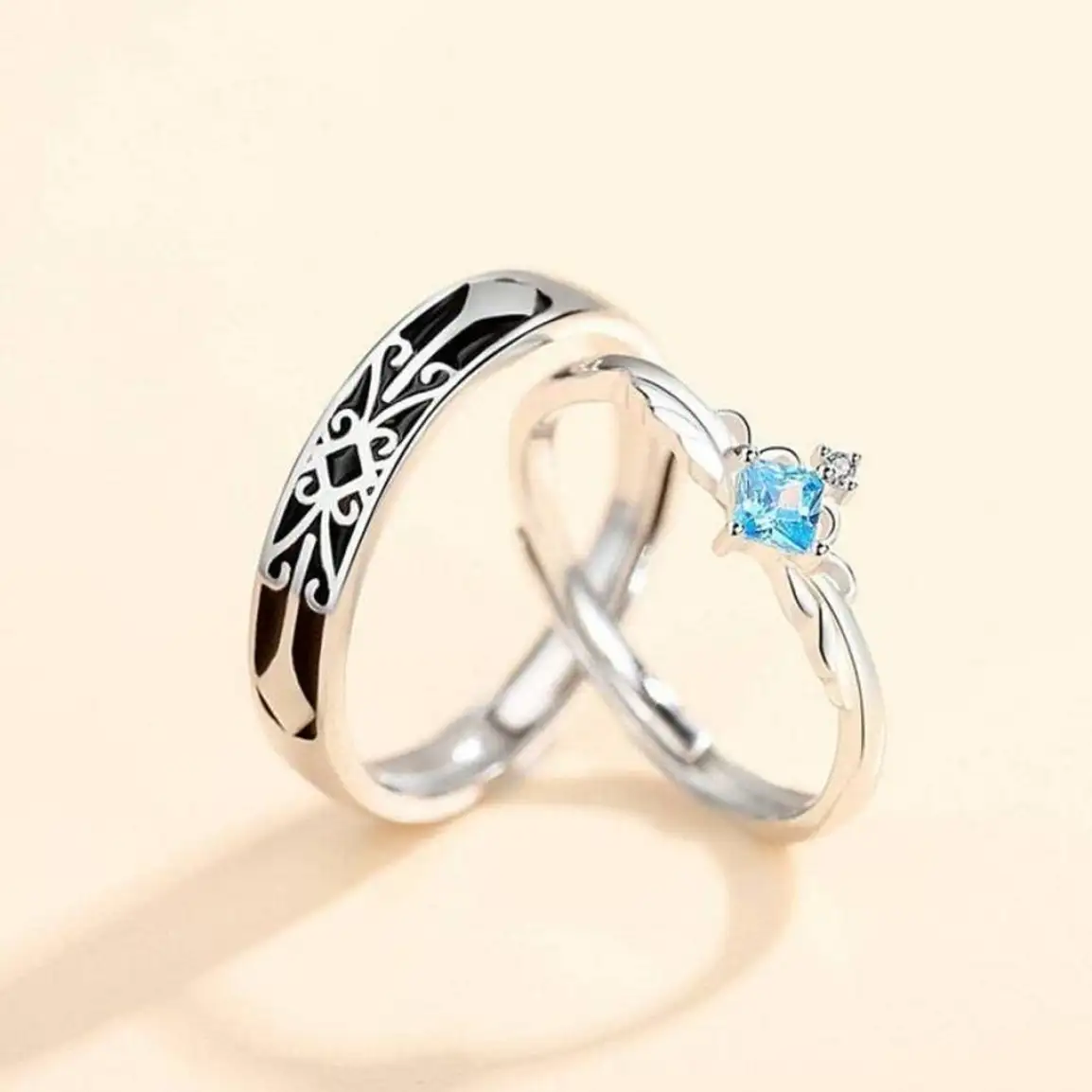 Stainless Steel, Brass Ring Set