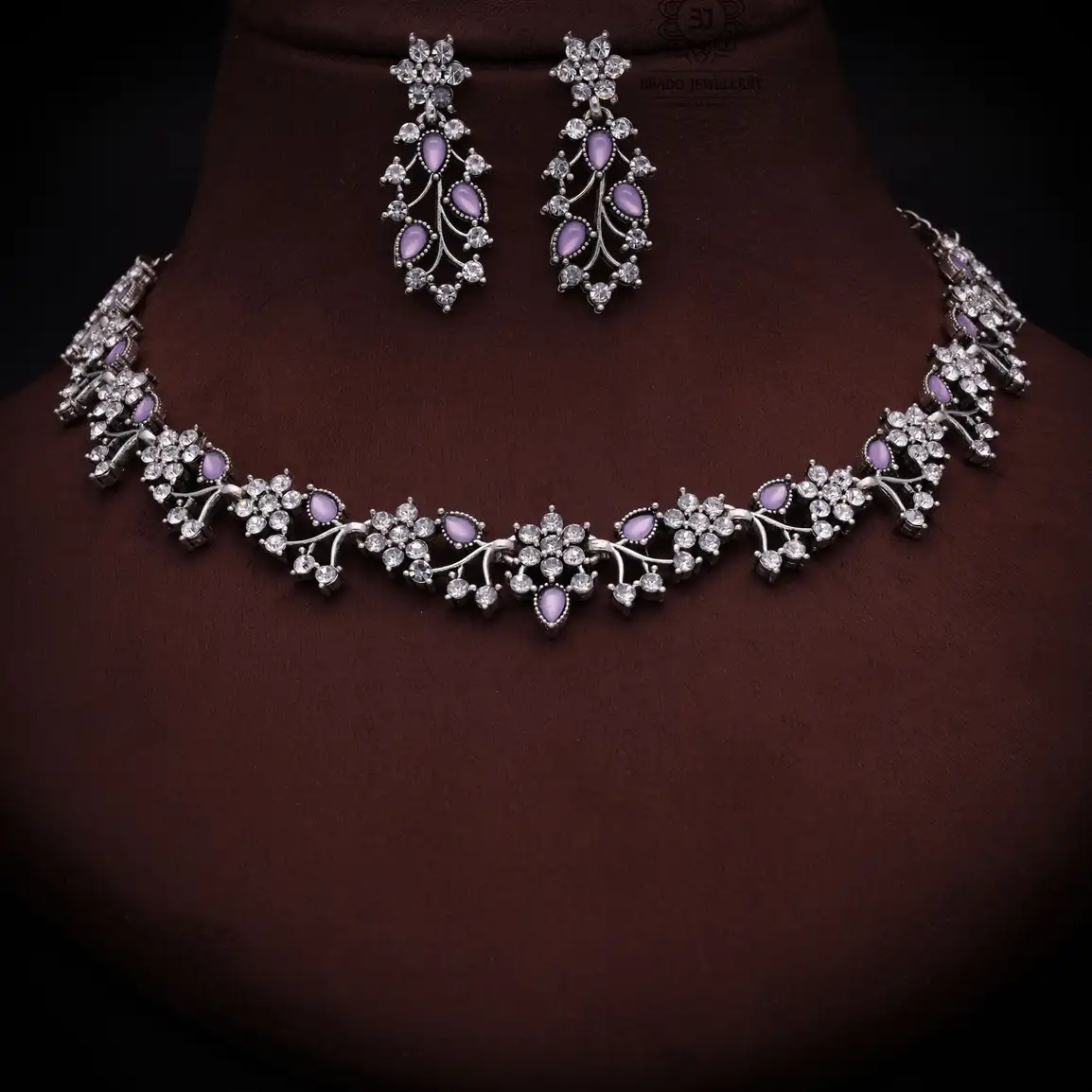 Brass Jewel Set (Silver, Purple)