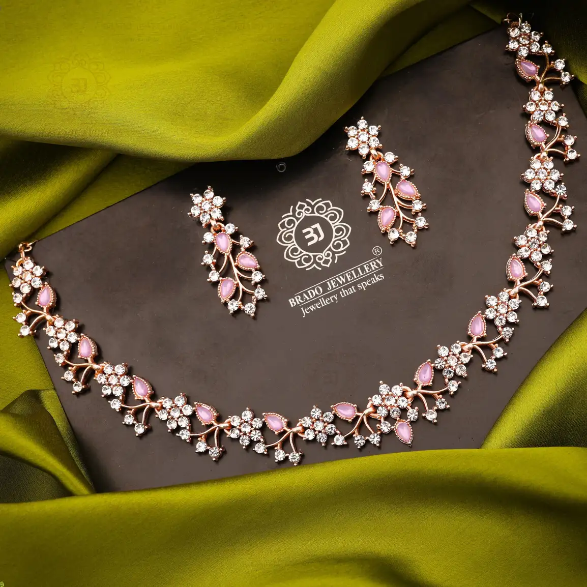 Brass Jewel Set (Purple, Rose Gold)