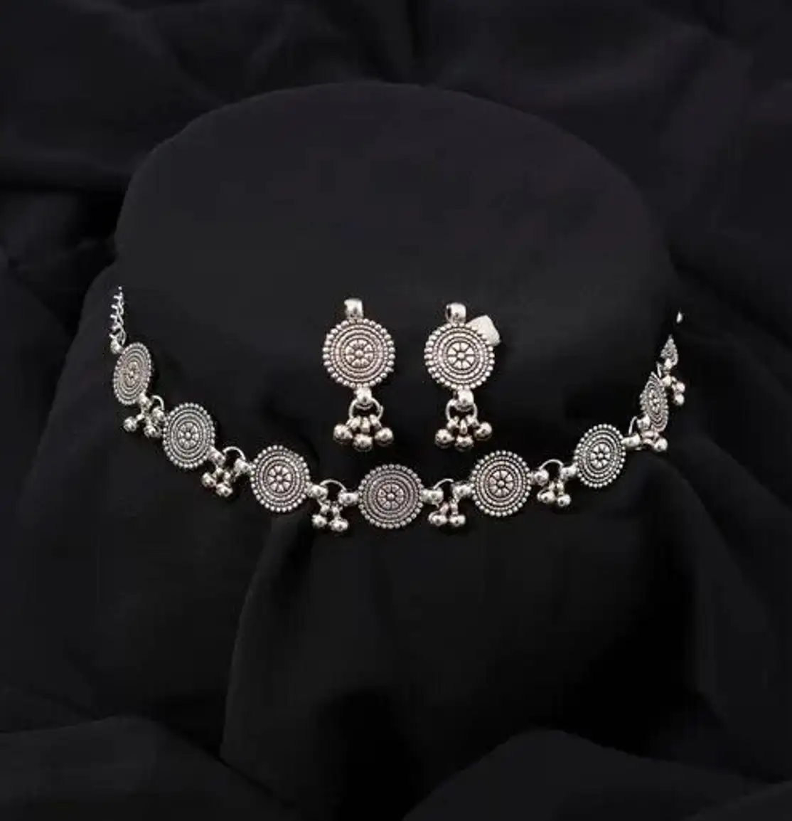 Oxidised Silver Jewel Set (Silver)