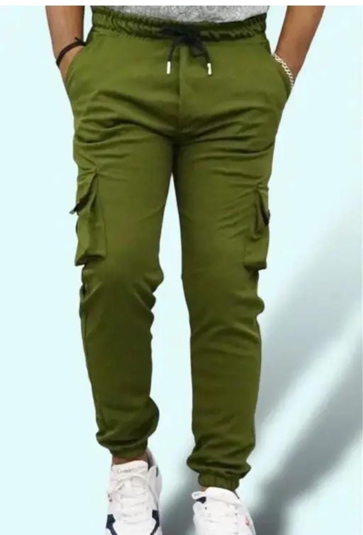 Men Relaxed Fit Tapered Cargo Joggers six pocketsWear Stylish Jogger Trackpant Made of Dry fit Fabric with Side welt Pockets