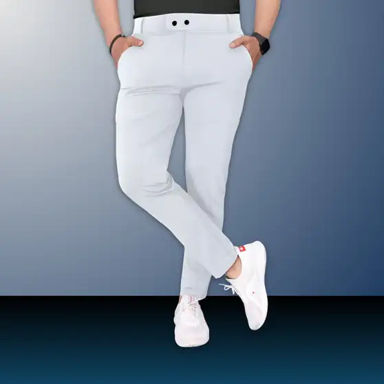 Slim Fit Men White Trousers