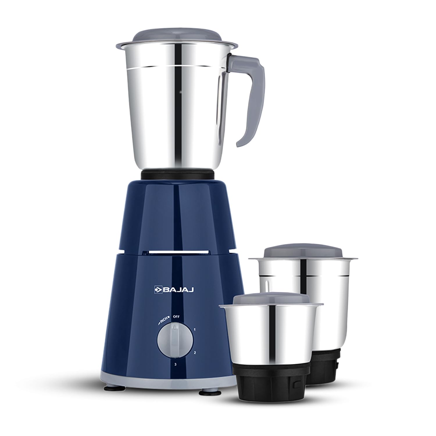 Bajaj GX1 Mixer Grinder 500W | Superior Mixie For Kitchen | 2-In-1 For Dry Grinding | Blade Function With Titan Motor | 3 Stainless Steel Mixer Jars | 1 Year Product Warranty By Bajaj 【Blue】