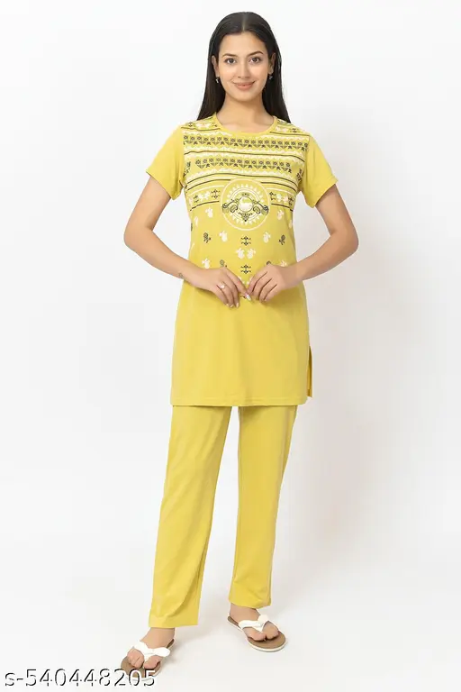 Women Night Suit Set Printed