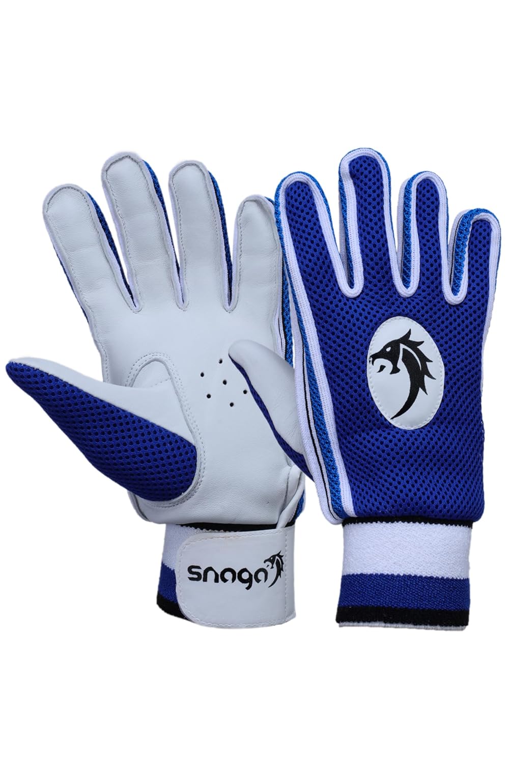 Snaga Indoor Cricket Batting Gloves for Beginner Players, Leather Palm,Nylon Stitch, Air Vents Recommended for Soft Ball, Tennis Ball, Indoor Box Cricket, Gully Cricket (Small Boys)