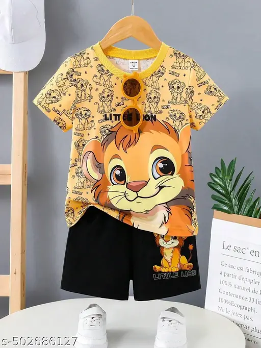 KEESOR Round Neck PRINTED T-shirt with Shorts | Boys Casual T-shirt Shorts Set